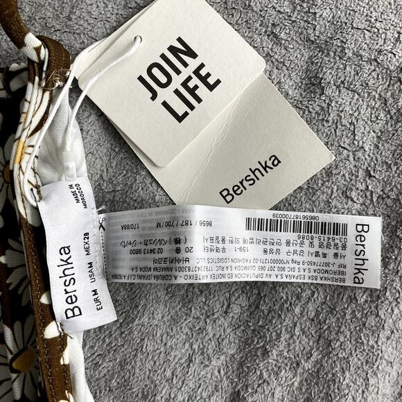 ASOS Bershka halterneck daisy crop top, brown, M - Picture 8 of 8